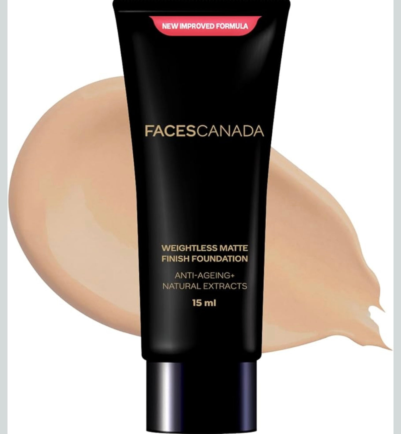 FACESCANADA Weightless Matte Finish Foundation - Sand, 15ml or 18ml | Lightweight | Natural Finish | Anti-Ageing | Non-Clog Pores | Enriched With Olive Seed Oil, Grape Extract, Shea Butter | Shade : Sand