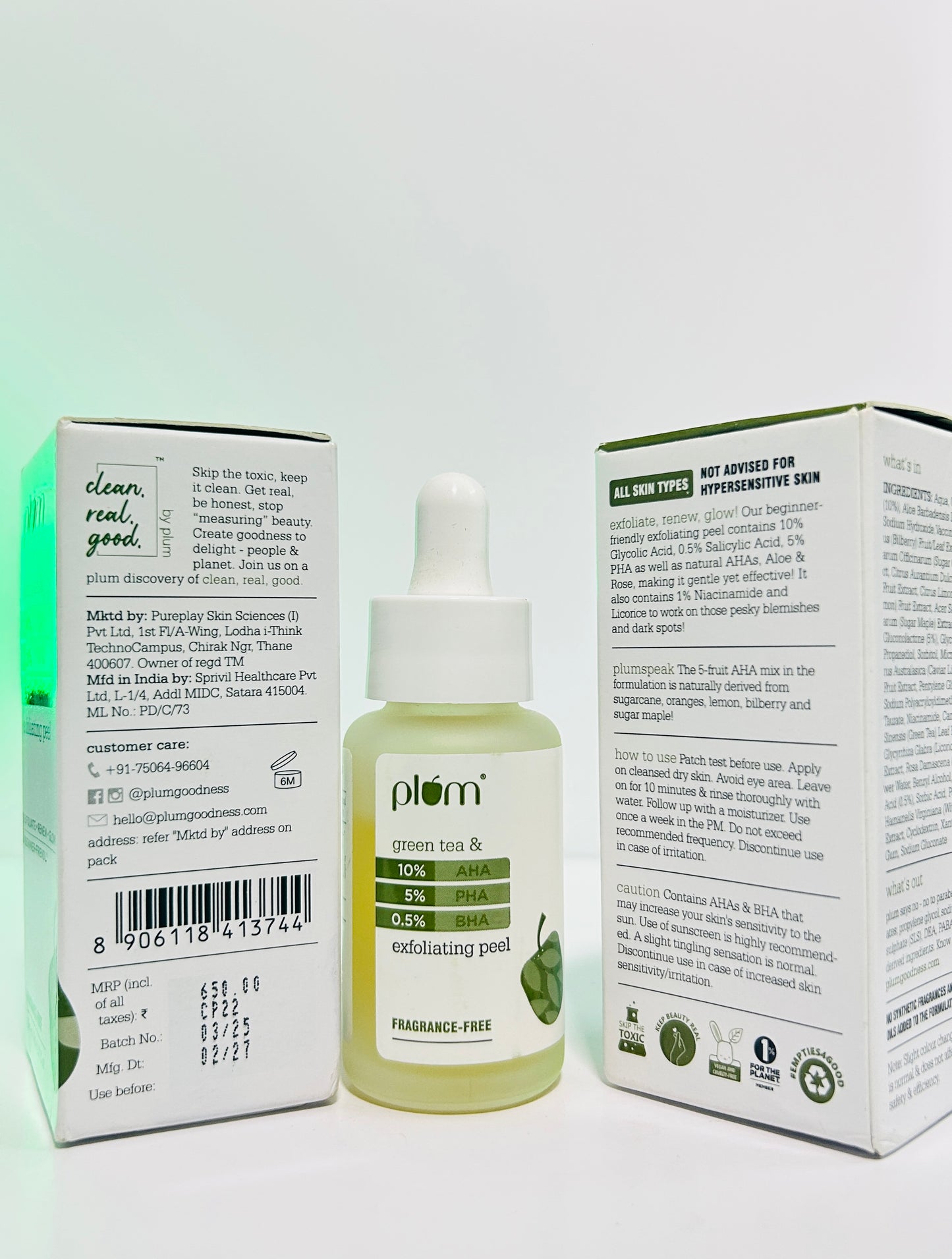 Plum 10% AHA + 5% PHA + 0.5% BHA Exfoliating Peel with Green Tea (30ml)