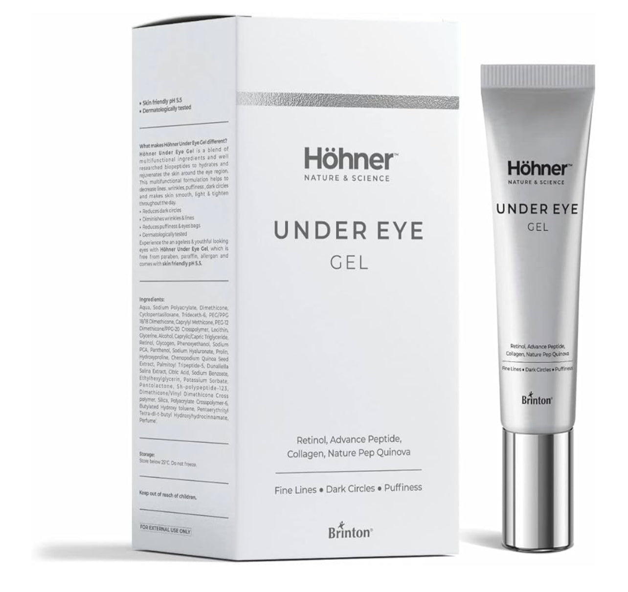Hohner Under Eye Gel enriched with Biopeptides, Collagen and pH 5.5 For Reduce Dark Circles (15 gm)