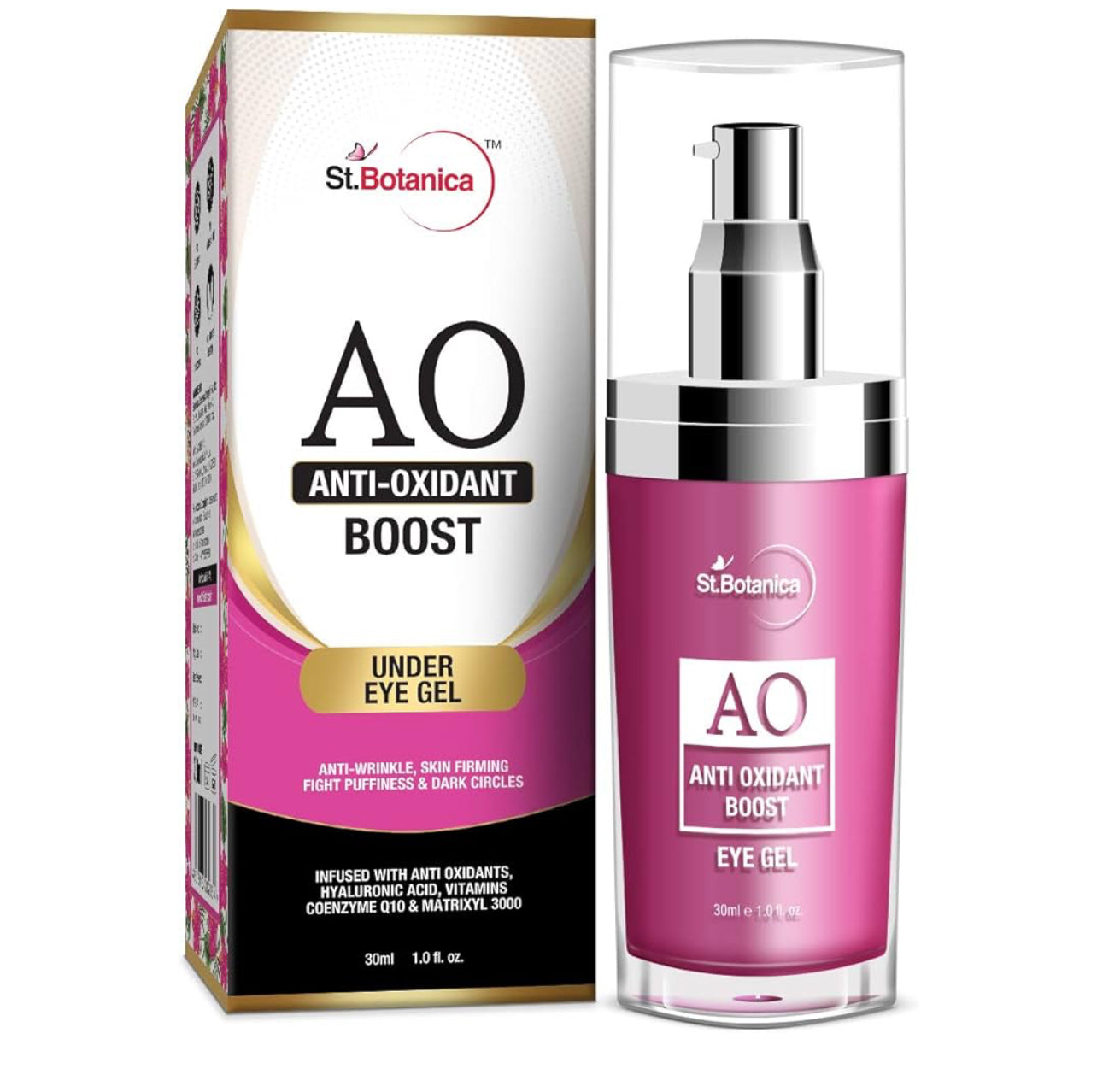St.Botanica Anti Oxidant Boost Under Eye Gel, Anti Wrinkle, Skin Firming, Puffiness & Dark Circles, 30 ml