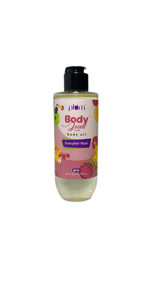 Plum BodyLovin' Everythin' Plum Body Oil | Intense Moisture & Instant Glow | Long Lasting Peppy Fruity Fragrance | Non-Greasy & Lightweight | Soft & Nourished Skin | For Dry To Very Dry Skin (200 ml)