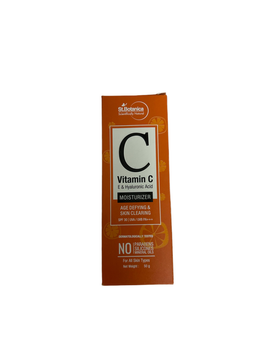 St.Botanica Vitamin C, E & Hyaluronic Acid Moisturizer With SPF 25, 50g with Stable & Effective Vitamin C & Broad Spectrum Sun Protection for Bright | No Parabens & Sulphates | Vegan & Cruelty Free