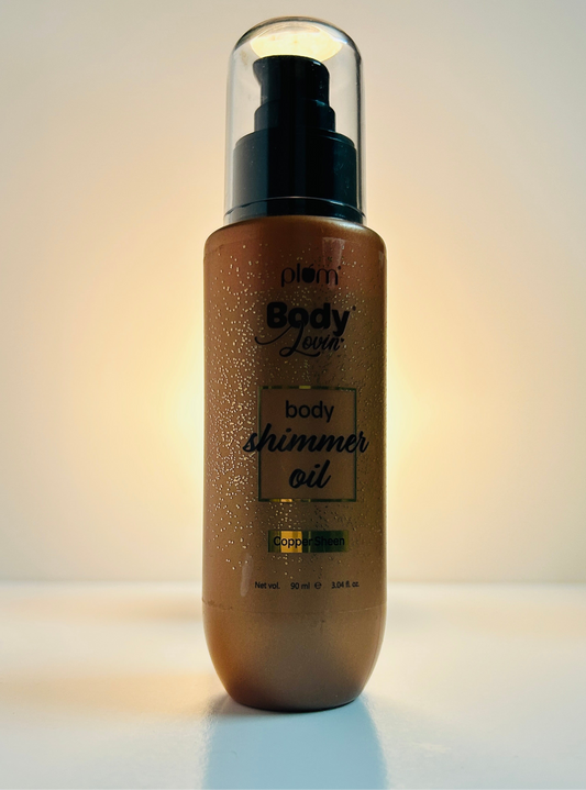 Plum BodyLovin’ Body Shimmer Oil - Copper Sheen | Intense colour payoff | Non-greasy | Long-lasting shimmer | Deep moisture