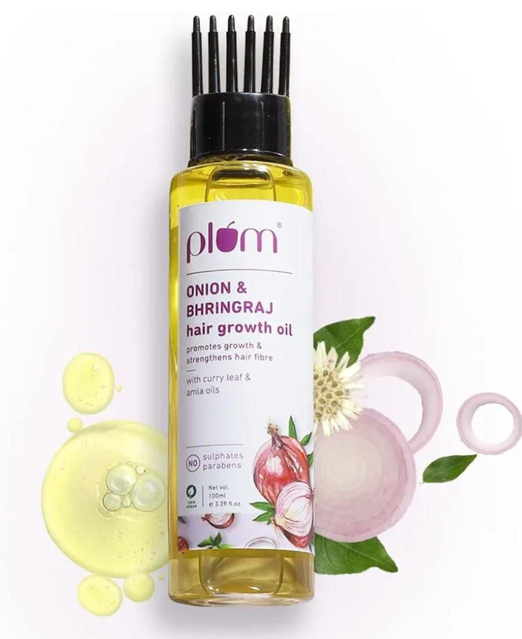 Plum Onion Hair Oil for Hair Fall and Regrowth with Bhringraj Oil, Curry Leaves and Alma Oil I Hair Growth Oil I For Women and Men | Paraben Free I 100ml
