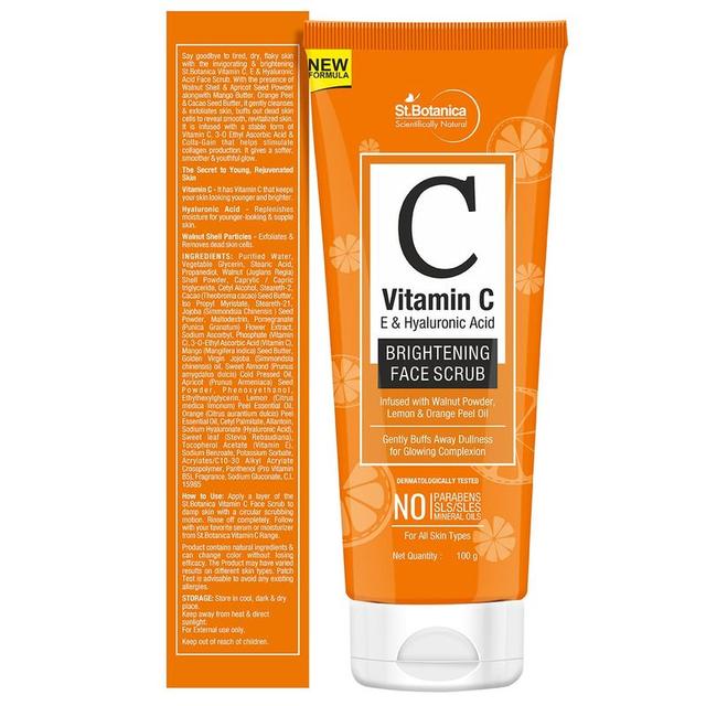 St.Botanica Vitamin C, E & Hyaluronic Acid Brightening Face Scrub, 100ml