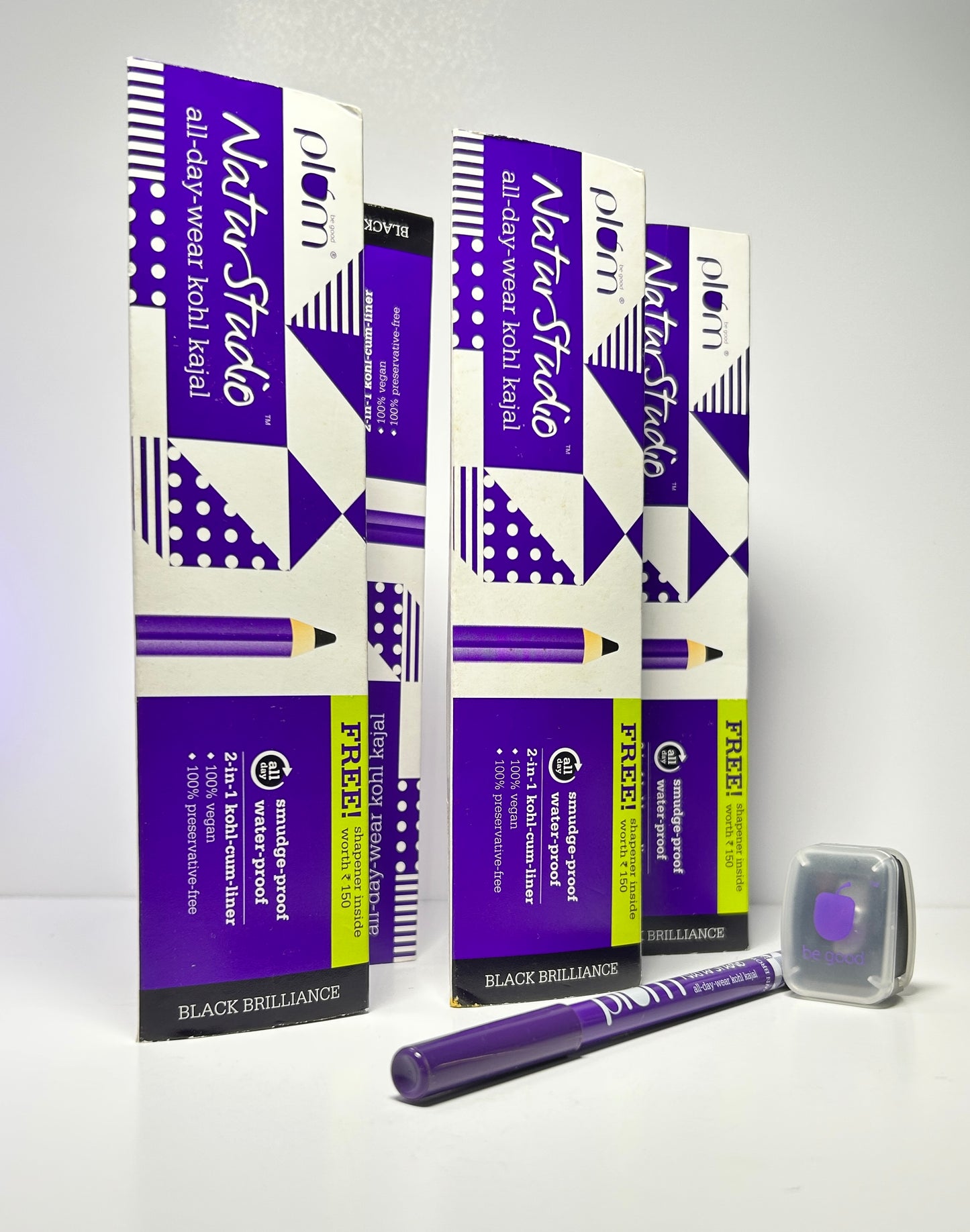Plum Naturstudio All-Day-Wear Kajal | Water & Smudge-Proof | 24-Hour Long Stay | Intense Matte Black | Gel Finish | 2-In-1 Kajal & Eyeliner | Suitable for Sensitive Eyes & Contact Lenses | Includes Sharpener | 1.2g
