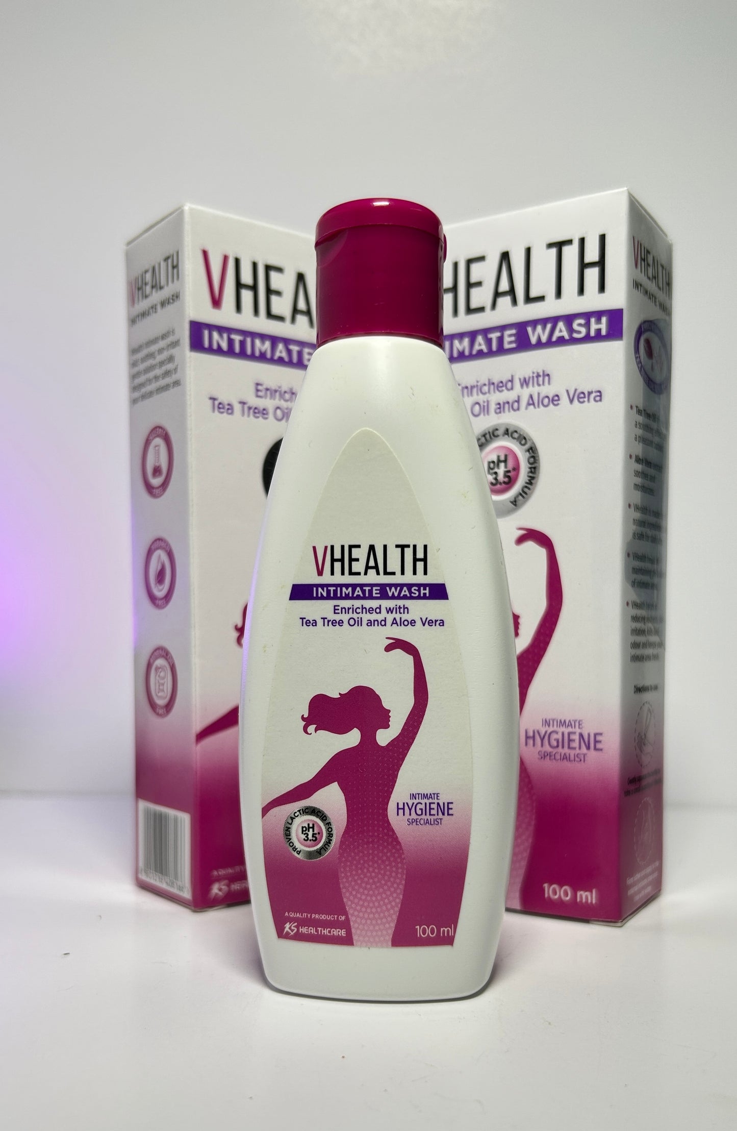 VHealth Intimate Hygiene Liquid Wash with Tea Tree Oil & Aloe Vera, Prevents Dryness, Itchiness & Irritation, Bad Odour, Balances PH, Paraben/Sulfate Free, Clear, 100 ml