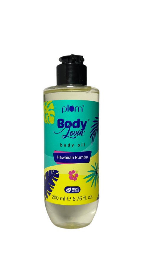 Plum BodyLovin' Hawaiian Rumba Body Oil | Intense Moisture & Instant Glow | Long Lasting Fresh Beachy Fragrance | Non-Greasy & Lightweight | Soft & Nourished Skin | For Dry To Very Dry Skin - 200ml