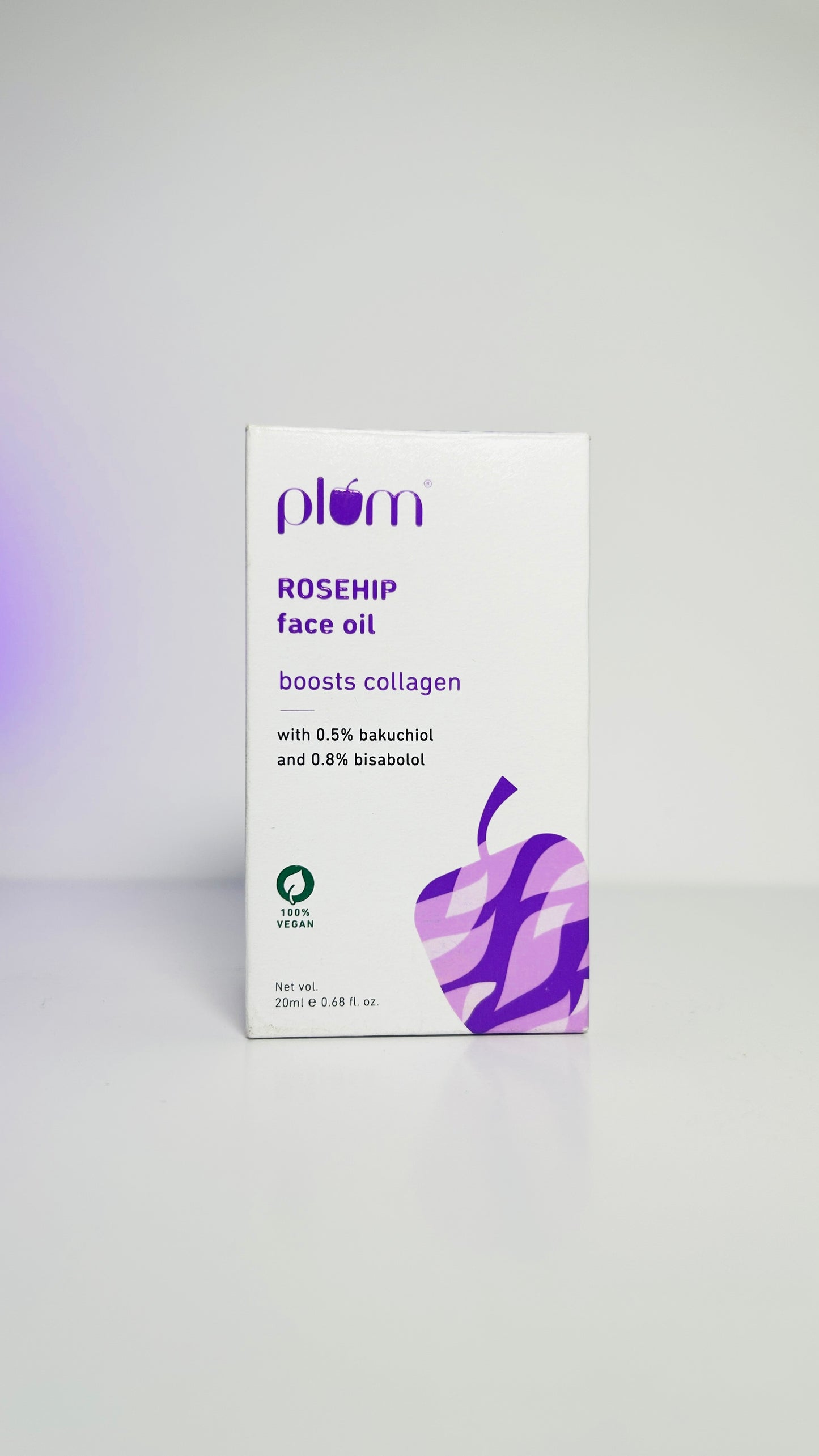 Plum Rosehip Face Oil With 0.5% Bakuchiol & 0.8% Bisabolol | Boosts Collagen for a Youthful Glow | Improves Skin Elasticity, Fine Lines & Wrinkles | Lightweight, Quick Absorbing | Suits all skin types | Fragrance-Free | 100% Vegan (20 ml)