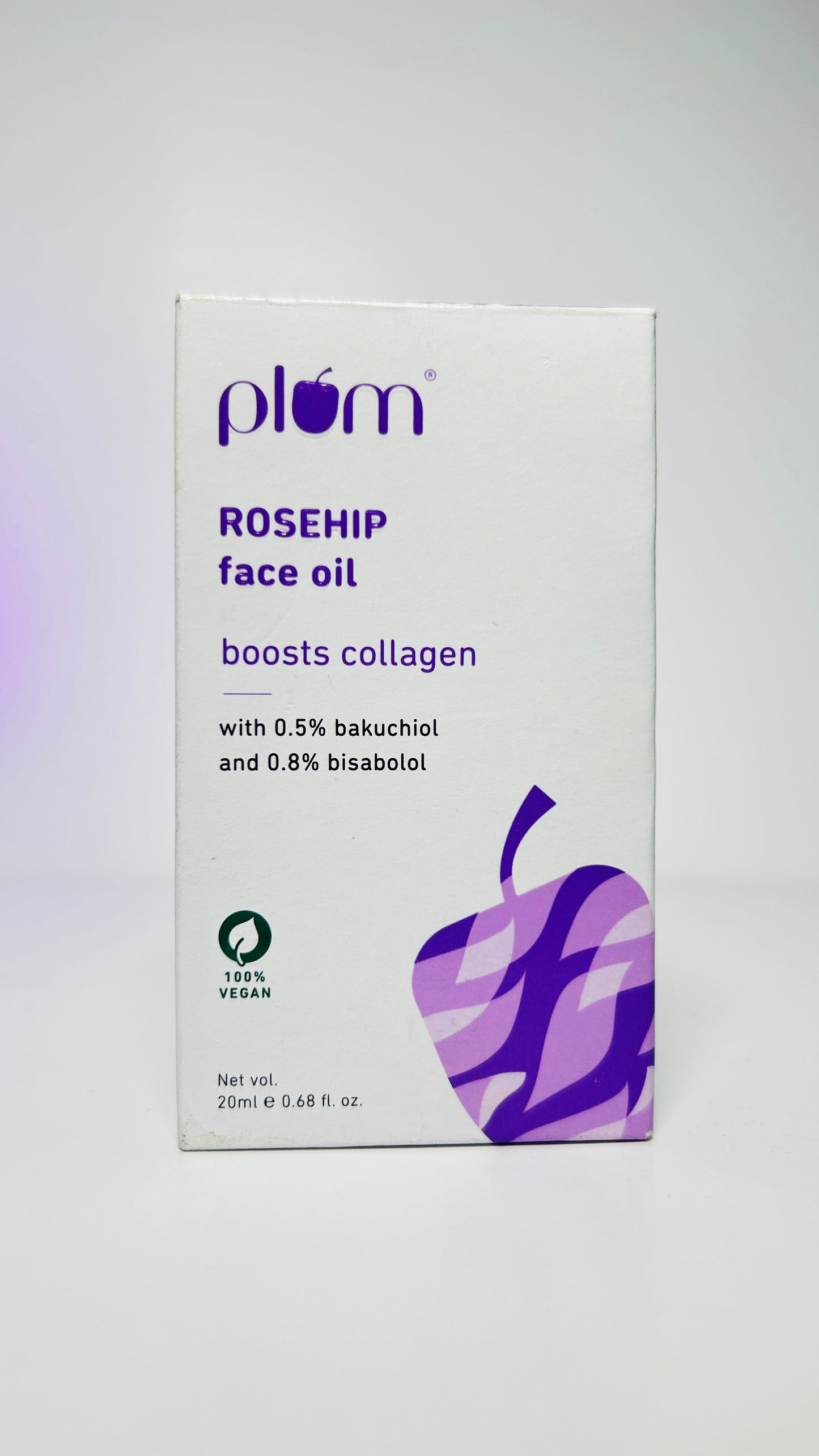 Plum Rosehip Face Oil With 0.5% Bakuchiol & 0.8% Bisabolol | Boosts Collagen for a Youthful Glow | Improves Skin Elasticity, Fine Lines & Wrinkles | Lightweight, Quick Absorbing | Suits all skin types | Fragrance-Free | 100% Vegan (20 ml)