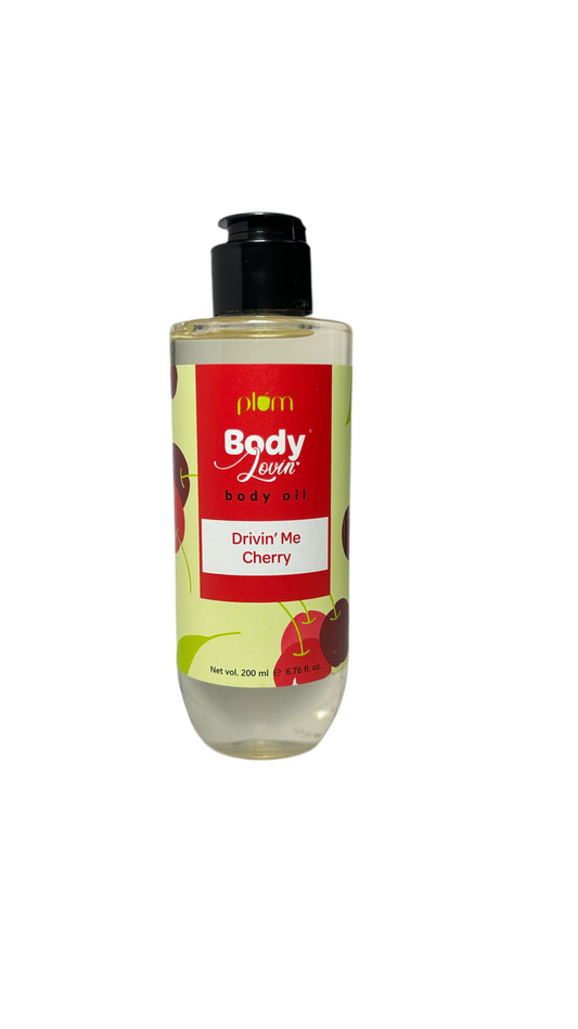 Plum BodyLovin' Drivin' Me Cherry Body Oil | Intense Moisture & Instant Glow | Long Lasting Cherry Fragrance | Non-Greasy & Lightweight | Soft & Nourished Skin | For Dry To Very Dry Skin (200 ml)