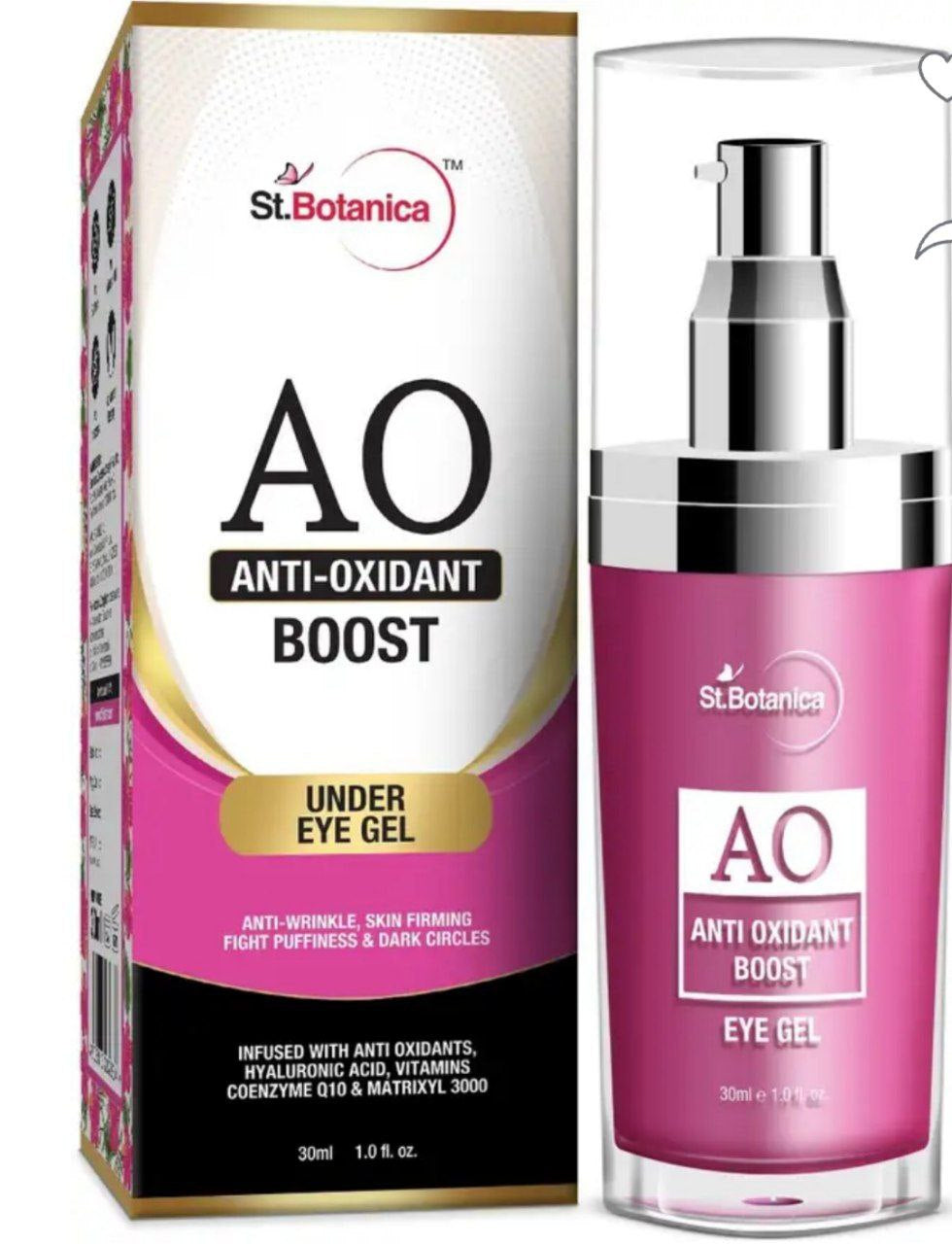 St.Botanica Anti Oxidant Boost Under Eye Gel, Anti Wrinkle, Skin Firming, Puffiness & Dark Circles, 30 ml