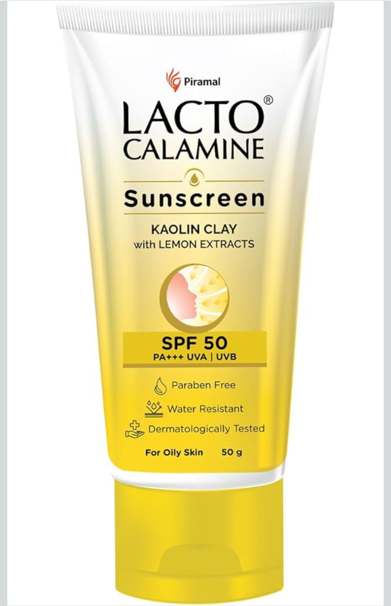 Lacto Calamine Sunscreen SPF 50 | PA +++ Sunscreen for Oily Skin | UVA – UVB Sunscreen | With Kaolin Clay and Lemon Extracts | 50 g