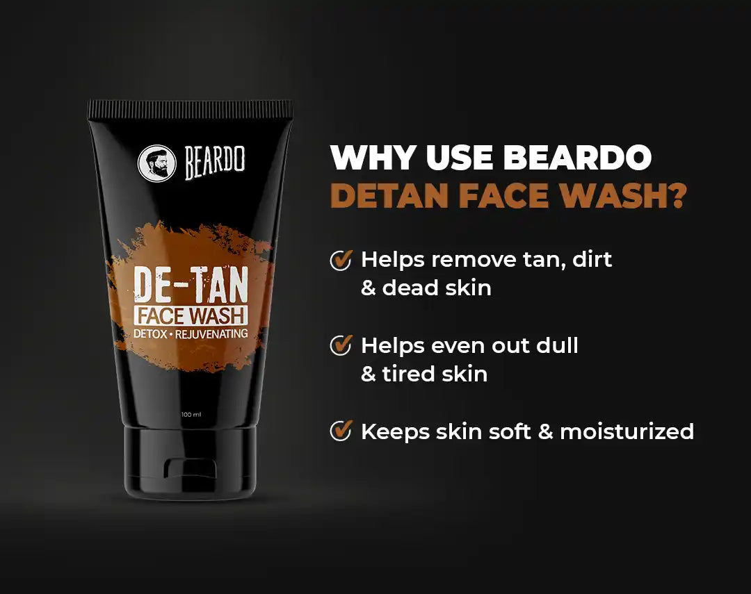 Beardo De-Tan Face Wash 100 ml | Aloe Vera & Vitamin E | Removes Tan & Dead Cells