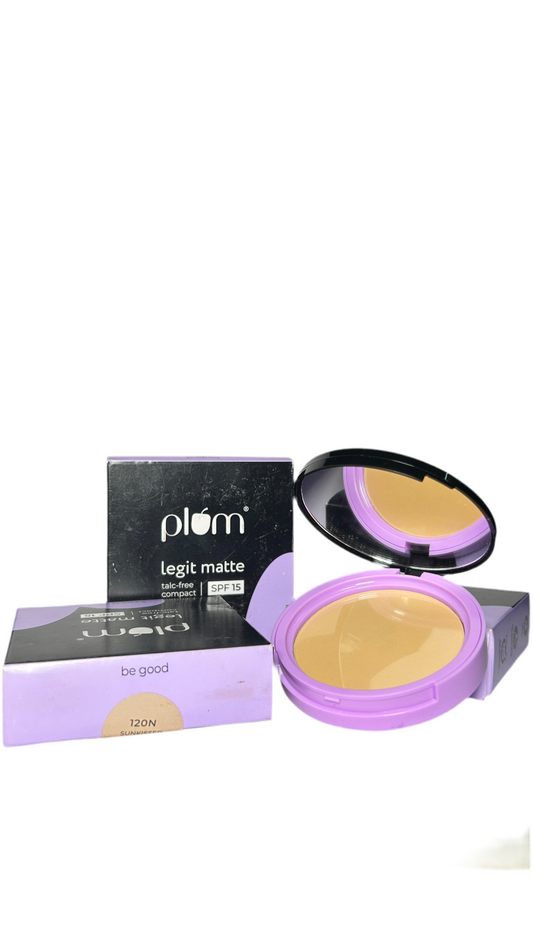 Plum Legit Matte Talc-Free Compact With SPF15 | Lightweight | Even Coverage | 100% Vegan & Cruelty Free |120N Sunkissed Gold