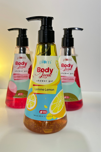 Plum BodyLovin'Lemme Lemon Shower Gel | SLS-Free Body Wash For Women | Long Lasting Fragrance | Aloe-Infused Nourishing Body Cleanser For Soft & Smooth Skin (240 ml)