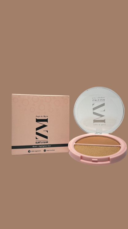 ZM Glint & Glam Blush + Highlighter Duo, All Skin Type, Glow Glam, 8 g