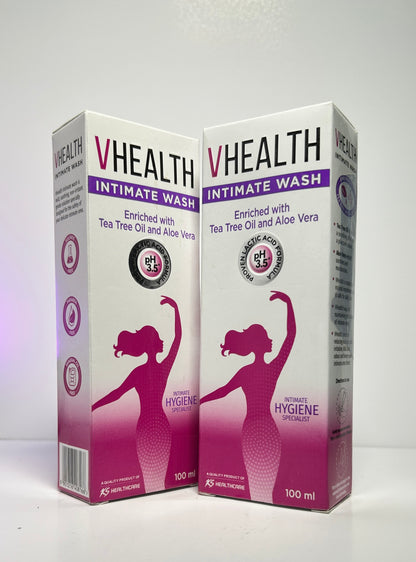 VHealth Intimate Hygiene Liquid Wash with Tea Tree Oil & Aloe Vera, Prevents Dryness, Itchiness & Irritation, Bad Odour, Balances PH, Paraben/Sulfate Free, Clear, 100 ml