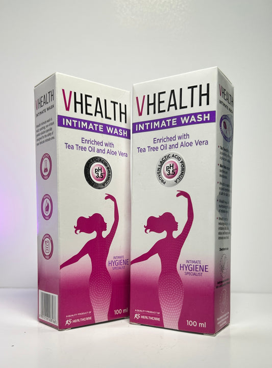 VHealth Intimate Hygiene Liquid Wash with Tea Tree Oil & Aloe Vera, Prevents Dryness, Itchiness & Irritation, Bad Odour, Balances PH, Paraben/Sulfate Free, Clear, 100 ml