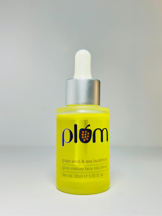 Plum Grape Seed & Sea Buckthorn Glow-Restore Face Oils Blend | Best Face Oil for Glowing Skin | Blend of 10 Natural Oils | 99.8% Natural & 100% Vegan | 30ml