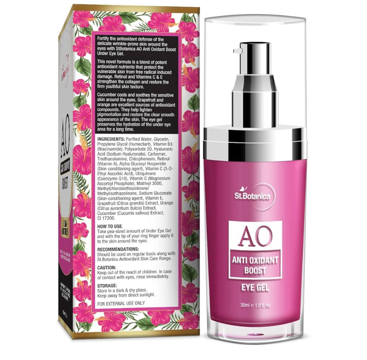 St.Botanica Anti Oxidant Boost Under Eye Gel, Anti Wrinkle, Skin Firming, Puffiness & Dark Circles, 30 ml