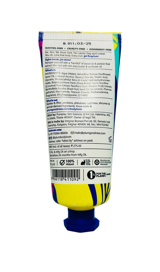 Plum Bodylovin' Non-Greasy, Beachy, Silicone and Paraben-Free, Vegan, Cruelty-Free Hawaiian Rumba Hand Cream for All Skin Types, 50 gram