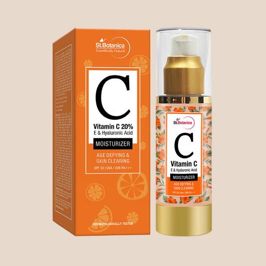 St.Botanica Vitamin C, E & Hyaluronic Acid Moisturizer With SPF 25, 50g with Stable & Effective Vitamin C & Broad Spectrum Sun Protection for Bright | No Parabens & Sulphates | Vegan & Cruelty Free