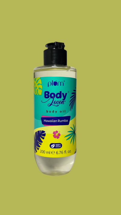 Plum BodyLovin' Hawaiian Rumba Body Oil | Intense Moisture & Instant Glow | Long Lasting Fresh Beachy Fragrance | Non-Greasy & Lightweight | Soft & Nourished Skin | For Dry To Very Dry Skin - 200ml
