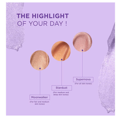 ZM Get Lit Liquid Highlighter Makeup, Fair to Medium Skin Tone, Moon Walker 01 and Star Dust 02- 30g