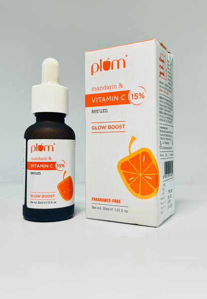 Plum 15% Vitamin C Serum for Glowing Skin | for Oily, Dry & Combination Skin | Reduce Pigmentation & Dark Spot |with Mandarin | Non-Irritating, Hydrating & Soothing | Face Serum for Men & Women | 30ml
