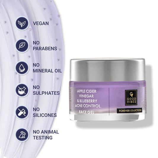 GOOD VIBES - Apple Cider Vinegar & Blueberry Anti Acne Face Gel | Forever Collection | (50 g)