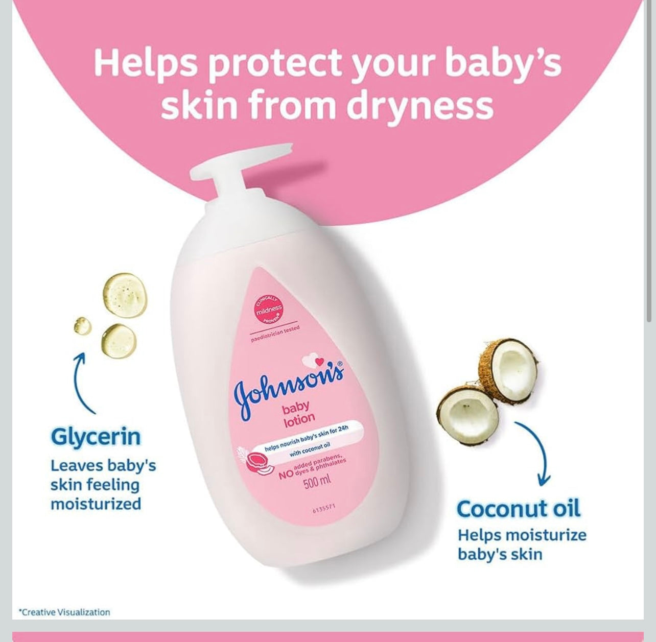 Johnson's Baby Lotion For New Born, 500ml 1K+ bought in past month
