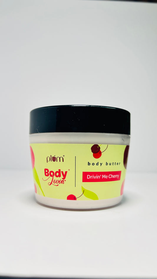 Plum BodyLovin' Drivin' Me Cherry Body Butter | Intense Moisture | Non-Greasy |Quick Absorbing | Rich Shea Butter Formula | For Dry To Very Dry Skin | Sweet Cherry Fragrance Body Cream (200 g)