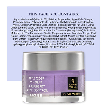 GOOD VIBES - Apple Cider Vinegar & Blueberry Anti Acne Face Gel | Forever Collection | (50 g)