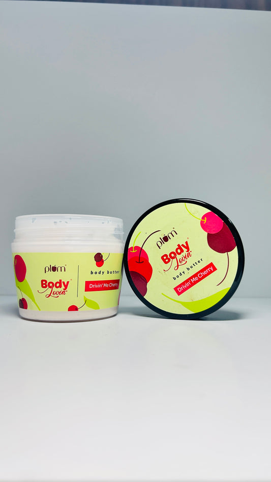 Plum BodyLovin' Drivin' Me Cherry Body Butter | Intense Moisture | Non-Greasy |Quick Absorbing | Rich Shea Butter Formula | For Dry To Very Dry Skin | Sweet Cherry Fragrance Body Cream (200 g)