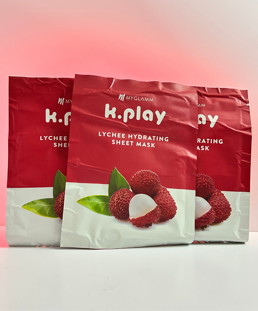 MyGlamm K.Play Lychee Hydrating Sheet Mask, 20 ml | Infused With Lychee & Black Truffle| For Dry and Damaged Skin