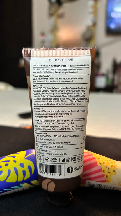 Plum BodyLovin' Coffee Wake-a-ccino Hand Cream | All Skin Types | Non-Greasy | Winter Care | 100% Vegan | Cruelty-Free