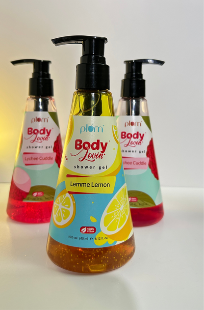 Plum BodyLovin'Lemme Lemon Shower Gel | SLS-Free Body Wash For Women | Long Lasting Fragrance | Aloe-Infused Nourishing Body Cleanser For Soft & Smooth Skin (240 ml)