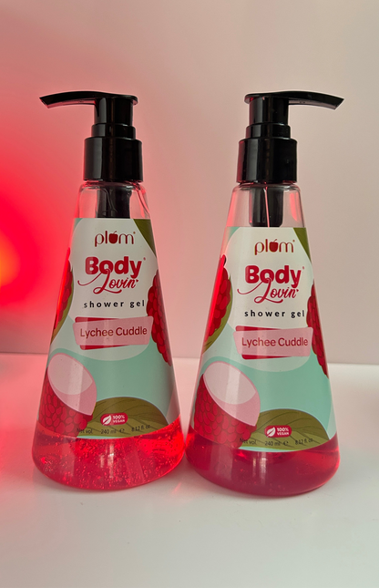 Plum BodyLovin' Drivin' Me Cherry or Lychee Cuddle Shower Gel | SLS-Free Body Wash For Women | Long Lasting Sweet Cherry Fragrance | Aloe-Infused Nourishing Body Cleanser For Soft & Smooth Skin (240 ml)