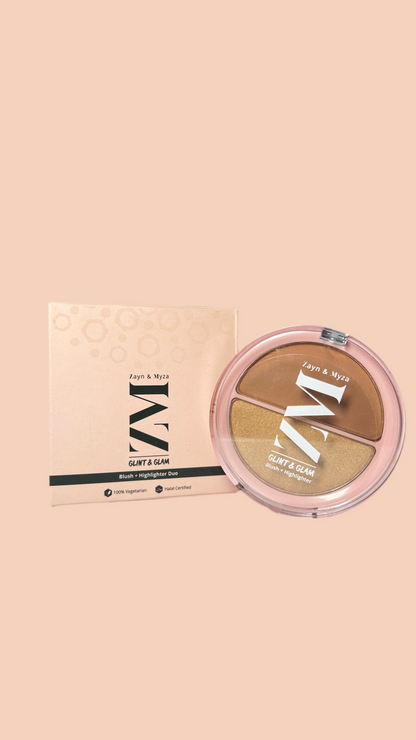 ZM Glint & Glam Blush + Highlighter Duo, All Skin Type, Glow Glam, 8 g