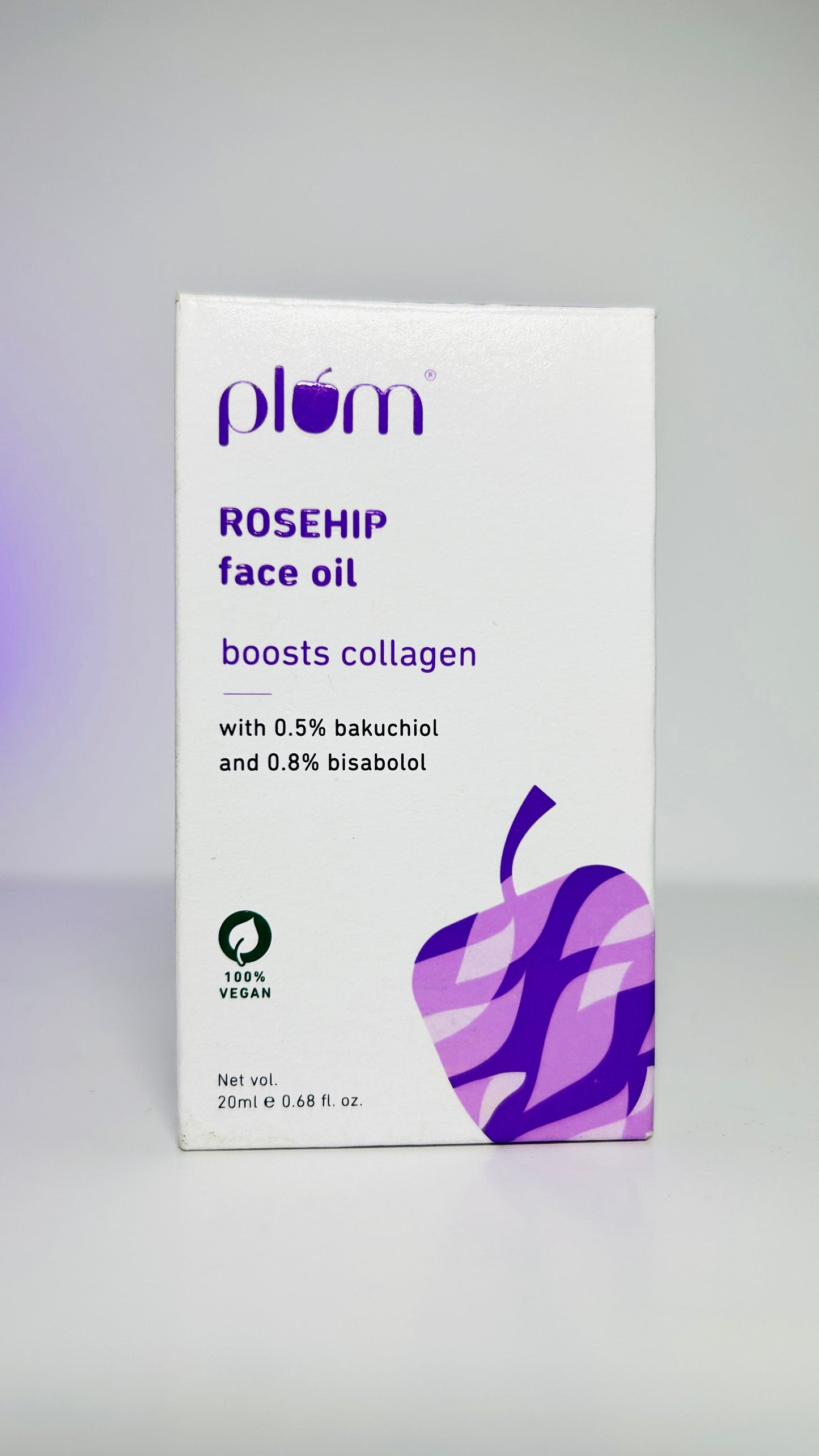 Plum Rosehip Face Oil With 0.5% Bakuchiol & 0.8% Bisabolol | Boosts Collagen for a Youthful Glow | Improves Skin Elasticity, Fine Lines & Wrinkles | Lightweight, Quick Absorbing | Suits all skin types | Fragrance-Free | 100% Vegan (20 ml)