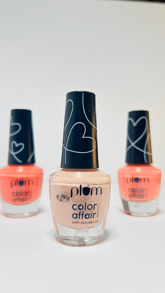 Plum Color Affair Nail Polish | 7-Free Formula | High Shine & Plump Finish | 100% Vegan & Cruelty Free Nailpaint | Peaches n’ Cream - 131 | 11 ml