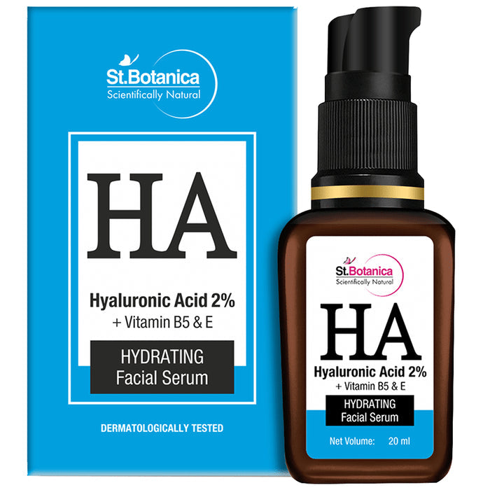 St.Botanica Hyaluronic Acid Face Serum, 20ml Infused with 1.5% Hyaluronic Acid, Vitamin C & E that Boosts Hydration & Makes Skin Soft and Smooth