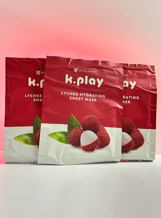 MyGlamm K.Play Lychee Hydrating Sheet Mask, 20 ml | Infused With Lychee & Black Truffle| For Dry and Damaged Skin