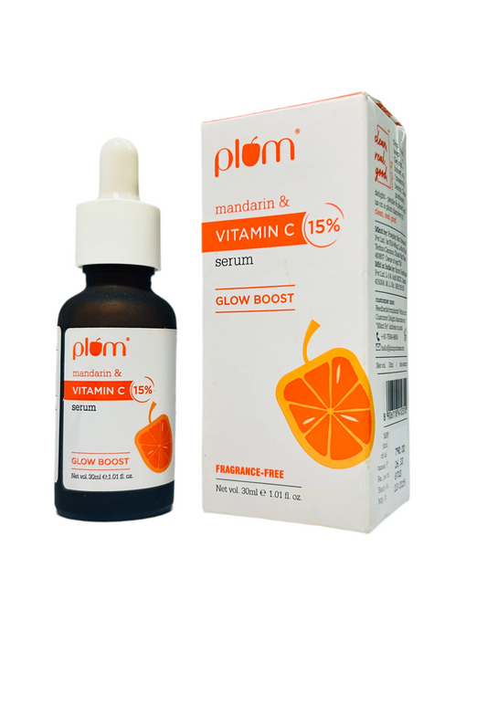 Plum 15% Vitamin C Serum for Glowing Skin | for Oily, Dry & Combination Skin | Reduce Pigmentation & Dark Spot |with Mandarin | Non-Irritating, Hydrating & Soothing | Face Serum for Men & Women | 30ml