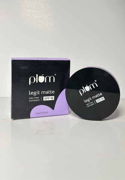 Plum Legit Matte Talc-Free Compact With SPF15 | Lightweight | Even Coverage | 100% Vegan & Cruelty Free |Brew Brilliance 133Y