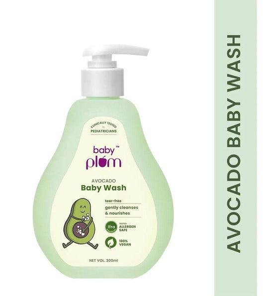 Plum Baby Plum Avocado Baby Wash | Clinically Tested By Pediatricians | Tested Allergen Safe | Enriched With Aloe Extracts & Vitamin B5 | 200 Ml | 0-4 Years