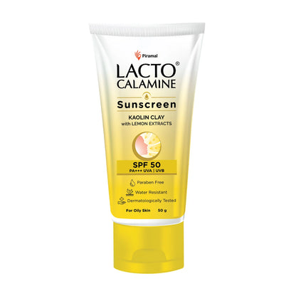 Lacto Calamine Sunscreen SPF 50 | PA +++ Sunscreen for Oily Skin | UVA – UVB Sunscreen | With Kaolin Clay and Lemon Extracts | 50 g
