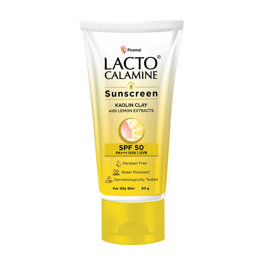 Lacto Calamine Sunscreen SPF 50 | PA +++ Sunscreen for Oily Skin | UVA – UVB Sunscreen | With Kaolin Clay and Lemon Extracts | 50 g